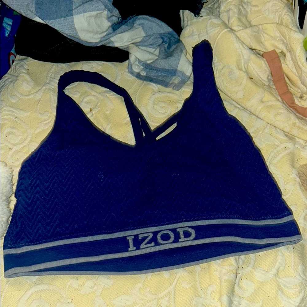 Izod Blue Sports Bra with Racerback Design